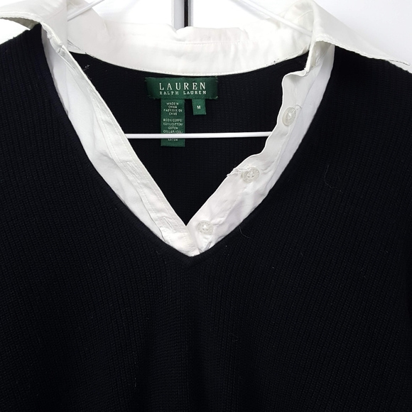 Ralph Lauren black and white sweater shirt combo M - Picture 8 of 8